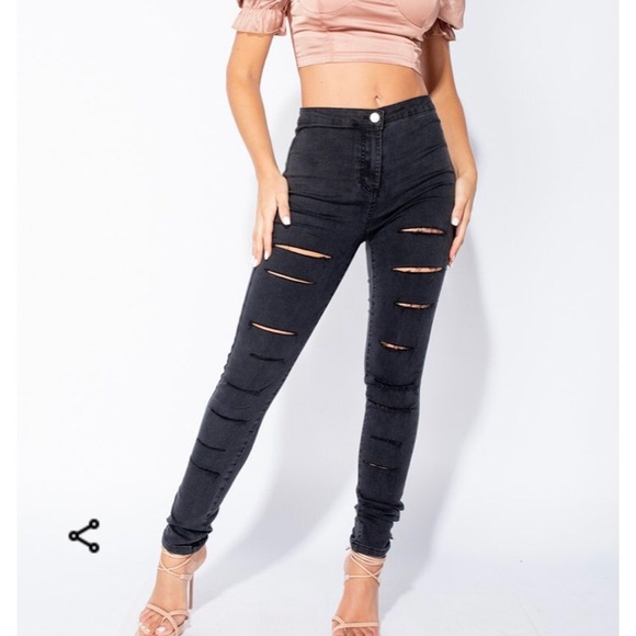 Denim - NWT charcoal multi slash high waisted jogging sz10